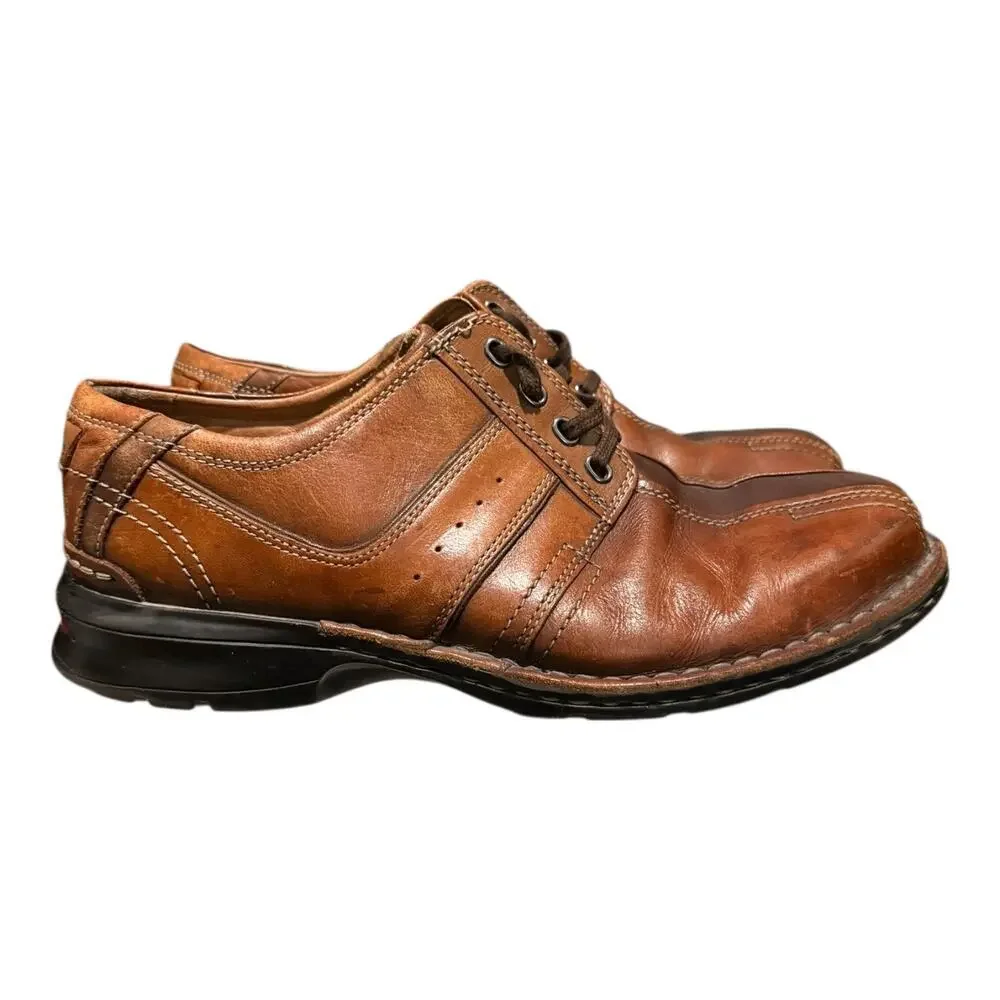 Clark’s Touareg Men's 10 M Brown Leather Bicycle Toe Oxford Casual Shoes 70852